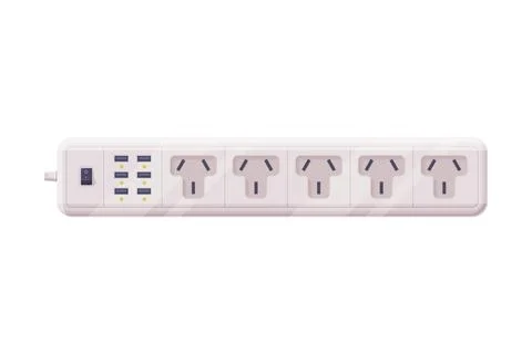 Extension Socket with Power Cord as Electric Current Equipment with Port Stock Illustration
