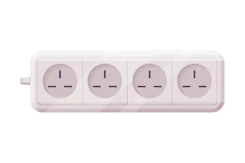 Extension Socket with Power Cord as Electric Current Equipment with Port Stock Illustration