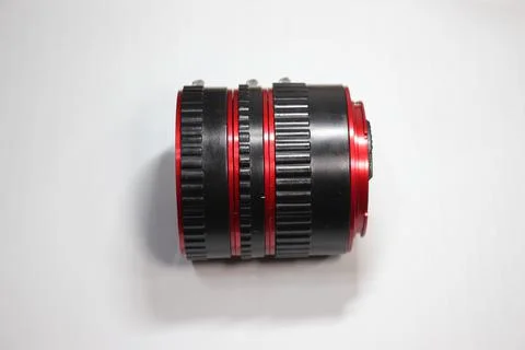 Extension tubes for camera lens to perform macro photography Foto stock