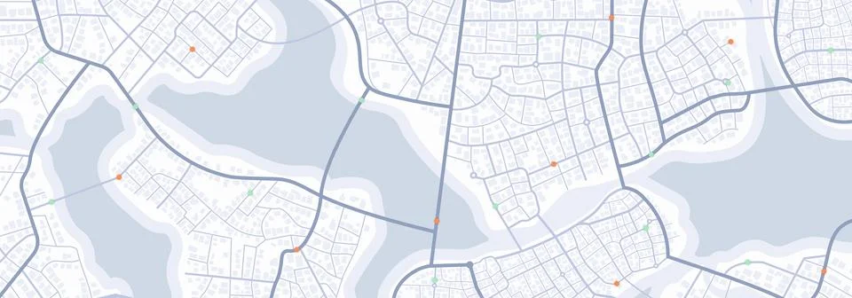 Extensive city scheme featuring points of interest. Abstract navigation plan Stock Illustration