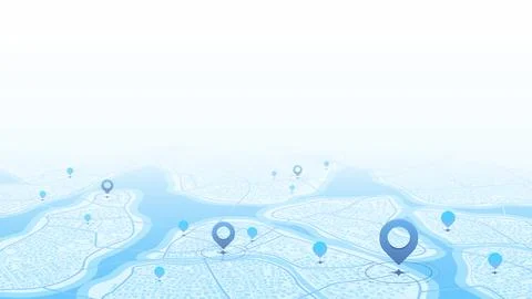 Extensive city scheme featuring points of interest. Abstract navigation plan Stock Illustration