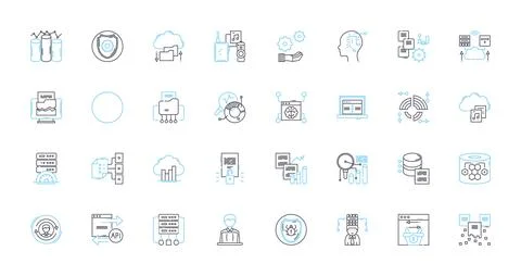 Extensive data linear icons set. Analytics, Insights, Big data, Metrics Stock Illustration