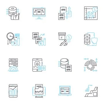 Extensive data linear icons set. Analytics, Insights, Big data, Metrics Stock Illustration