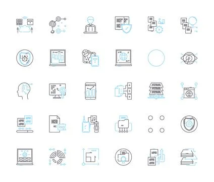 Extensive data linear icons set. Analytics, Insights, Big data, Metrics Stock Illustration