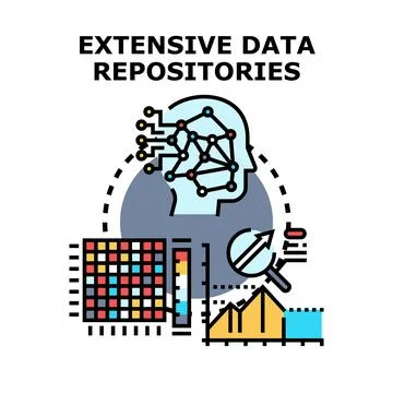 Extensive data repositories generating business insights Stockillustratie