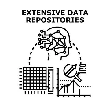 Extensive data repositories generating business insights Stock Illustration