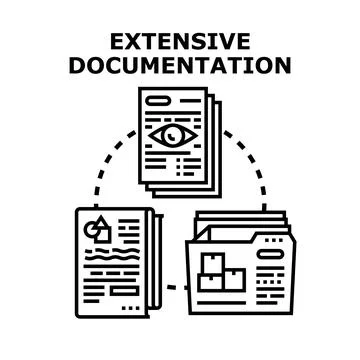 Extensive documentation process for business data analysis Stock Illustration
