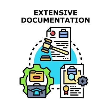 Extensive documentation process with legal and administrative papers Stock Illustration