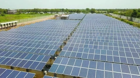 Extensive Floating Solar Panel Farm Aerial View Stock Footage 311103503
