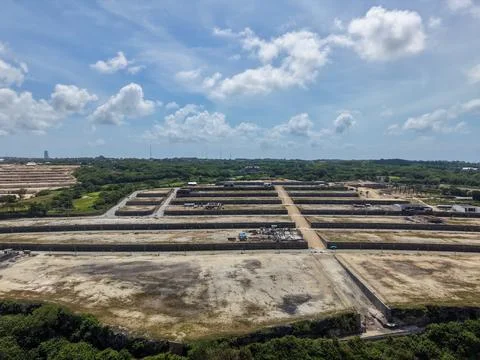 Extensive Land Development and Terracing in Bali Coastal Area Фото