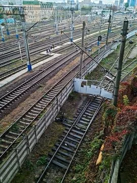 An extensive network of railway tracks Stock Photos