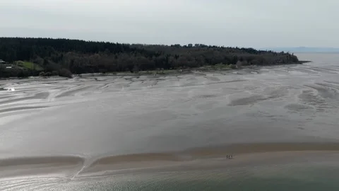 Extensive Sandbanks At Jericho Beach During Low Tide In Vancouver, British Stock Footage 333517829