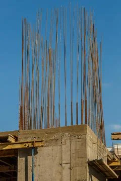 Extensive scaffolding providing platforms for work in progress on a new apart Stock Photos