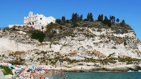 Extensive views of Tropea Monastery in southern Italy Stock Footage 113676898