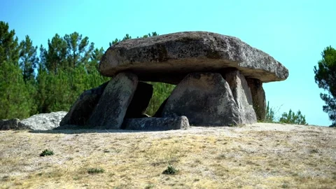 Exterior ancient standing stone structure - 4K Stock Footage 159365613