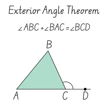 Exterior Angle Theorem Educational Math Diagram Illustrazione stock