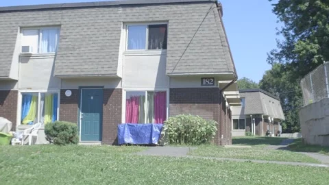 Exterior apartment complex, green grass 库存影片 304367363