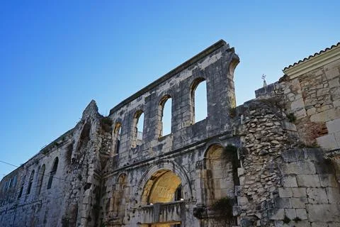 Exterior architecture and design of Split old building with clear blue sky Stock Photos