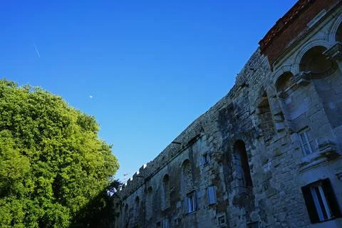 Exterior architecture and design of Split old building with clear blue sky Stock Photos