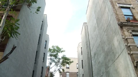 Exterior of area between two New York City apartment buildings, day. Stock-Footage 108448331