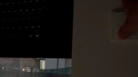 Exterior automatic roller shutter opening with sunlight through window Stock Footage 334672327