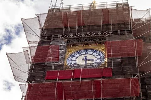 Exterior of the Big ben clock tower during renovations Stock Photos