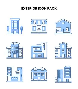 Exterior Blue Graphics Icons Pack Ilustración de archivo