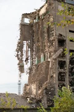Exterior of broken desolate building Stock Photos