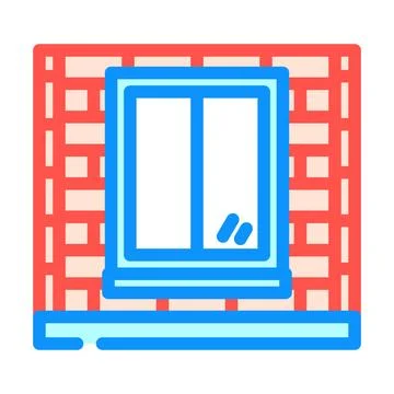 Exterior building window on a brick wall Ilustración de archivo
