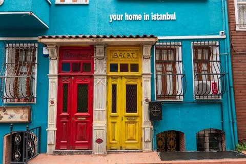 Exterior of colorful house in Istanbul Stock Photos