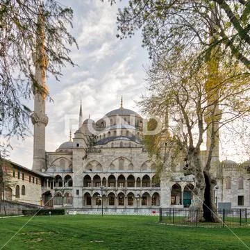 Exterior day shot of Sultan Ahmed Mosque (Blue Mosque), Istanbul, Turkey Stock Photos