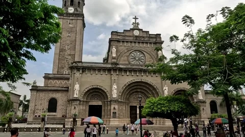 Exterior Design of Manila Cathedral Catholic Church Philippines Stock Footage 241202653