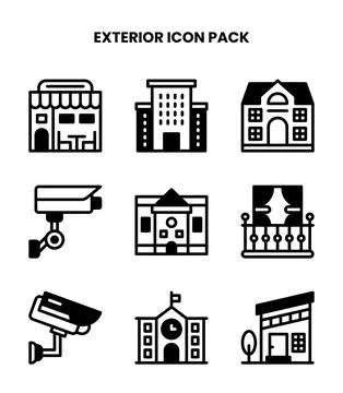 Exterior DuoTone Bundle Icons Pack Stock Illustration