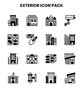 Exterior DuoTone Vector Icons Pack Stock Illustration
