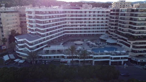 Exterior Facade Of 4-Star Hotel With Luxury Pool In Palma, Mallorca, Vídeos de archivo 155868053