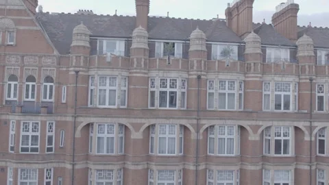Exterior Facade of Historic Red Brick Victorian Mansion Block Stock Footage 343876900