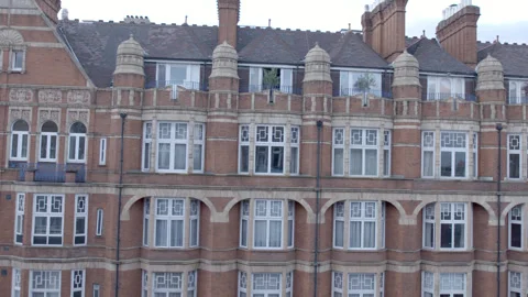 Exterior Facade of Historic Red Brick Victorian Mansion Block 動画素材 343877284