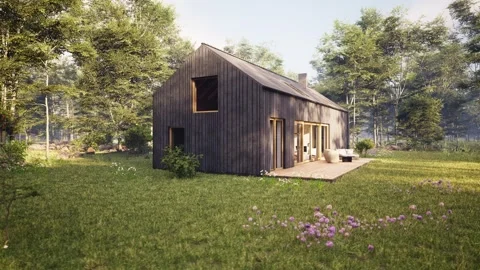 Exterior of a family house with a terrac... | Stock Video | Pond5