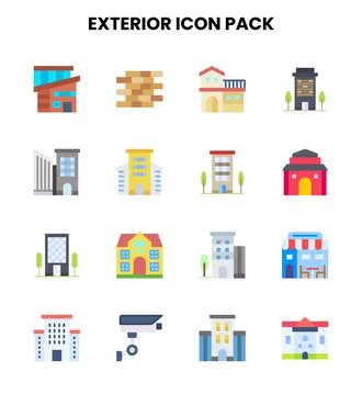 Exterior Flat Bundle Icons Pack Stock Illustration