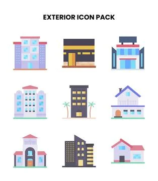 Exterior Flat Bundle Icons Pack Stock Illustration