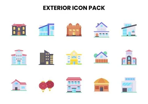 Exterior Flat UI Icons Pack Ilustração Stock