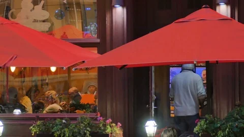 Exterior of a French Caf Stock-Footage 71106232