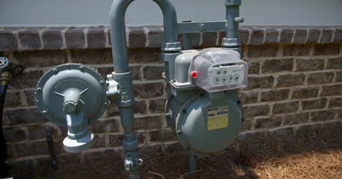 Exterior Gas Meter Medium Lowering Stock Footage 64817217