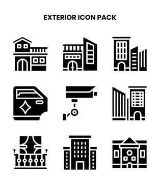 Exterior Glyph Vector Icons Pack Ilustración de archivo