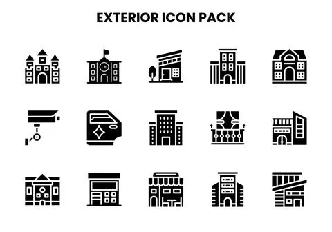 Exterior Glyph Vector Icons Pack Ilustração Stock