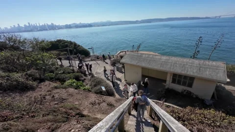 Exterior Grounds and Pathways of a Historic Island Prison Stock Footage 328129210