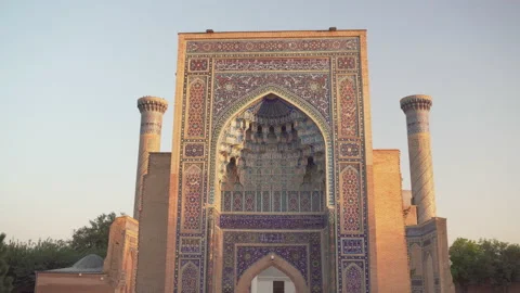 Exterior of the Gur-e-Amir (Guri Amir) in Samarkand, Uzbekistan Stock Footage 231553371