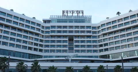 Exterior of The Hotel Board Stock Footage 144683071