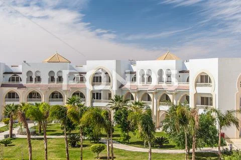 Exterior of Hotel Building at summer Stock Photos