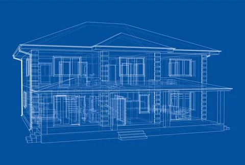 Exterior of the house with visible internal elements Illustrazione stock